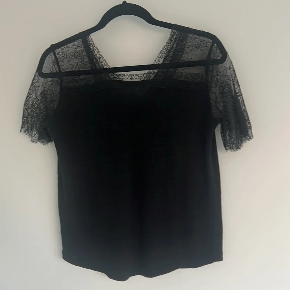 Sandro black lace top. - Picture 4 of 5